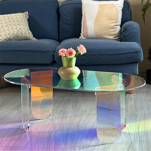 Clear iridescent side table - side,
