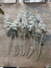 Artificial Delphinium Flowers Tall X5 White With Green Stem