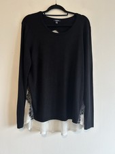 Samya Black & White Chiffon Contrast Top Plus Size 20