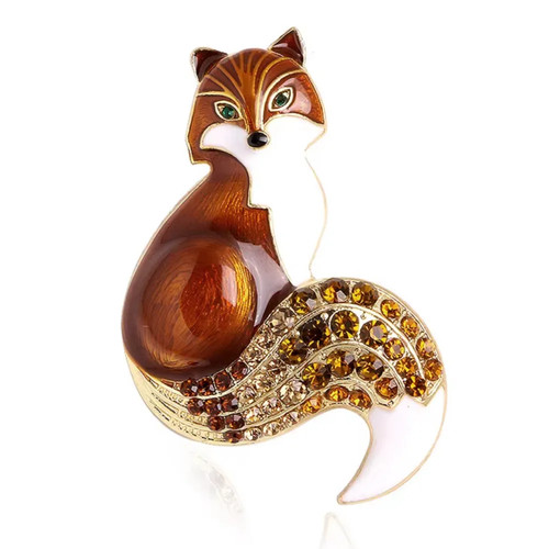 Retro fall fox brooch - fox,
