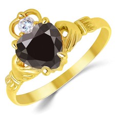 14K Yellow Gold Black Heart