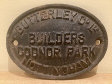 Original Railway Plate  ~ BUTTERLEY CO LTD.  BUILDERS.  CONDOR PARK.  NOTTINGHAM