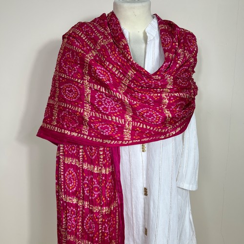 Pink gharchola bandhani - pink, silk