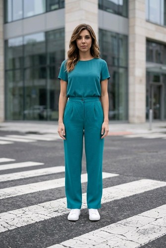 Trousers blue green size m - blue,