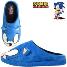MENS SONIC THE HEDGEHOG 3D SLIPPERS COMFY PADDED NOVELTY MULE SLIPPERS SIZE
