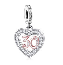 Genuine Sterling Silver 925 30th 30 Thirty Birthday Anniversary Dangle Charm