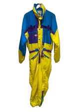 RETRO SKI SUIT Retro Vintage 80's 90's Ski Suit Neon Apres SKI STYLEFRANCE LARGE
