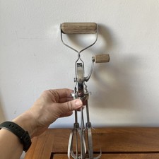 Vintage Prestige Rotary Kitchen Hand Whisk Stainless Steel Wooden Handles 