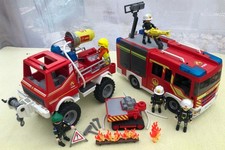 PLAYMOBIL BUNDLE FIRE ENGINE 5363, FIRE TRUCK 9466, ACCESSORIES ALMOST COMPLETE