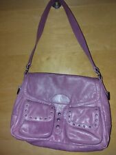 Pink leather small satchel bag