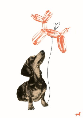 Cute birthday card sausage - birthday, dog