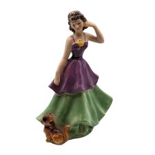 Beautiful Vintage Goebel Figurine c1959 Young Lady & Pekingese Puppy