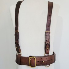 WW1 - SAM BROWNE BELT - BOER WAR DOUBLE STRAP -  BRITISH LEATHER MILITARY ARMY M