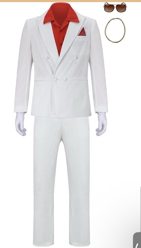 Men white gangster suit - white,