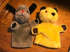 SOOTY & SWEEP hand puppets with working squeek for Sweep !