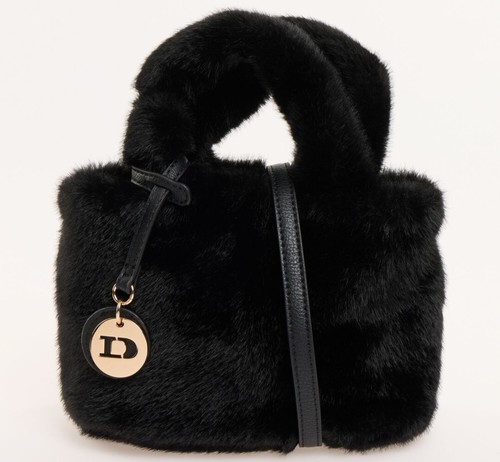Black faux fur - black, dune