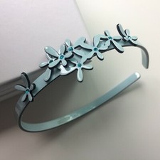 Hippie 60s Style Daisies Acetate Celluloid Acrylic Floral Headband Band Blue