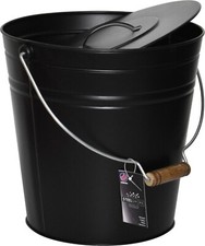15L Ash Bucket With Lid Fireplace Coal Container Bin 32x32x31cm