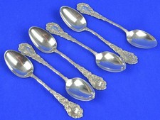 WALLACE STERLING SILVER LOUVRE PATTERN 5 O'CLOCK SPOONS (6) - 5 1/4" - 94.5 GRAM