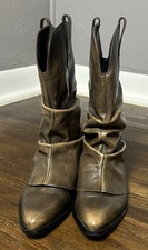 Womens Bronze ICON Crown Vintage Zorra Fold Over Slouch Boot Size 8 Leather Hide