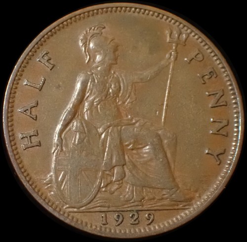 Half penny 1929 george - half,