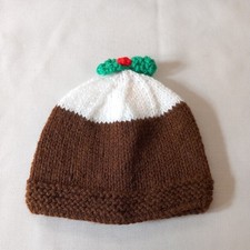 Christmas Pudding Hat Age 3-6 Months Hand Knitted