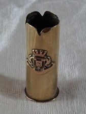 1917 Trench Art Shell Casing Stand. Champagne Region Coat Of Arms Shield Badge