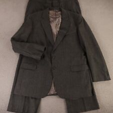 VTG Tweed Suit XL XLT Gray Herringbone Pinstripe 100% Wool 46L 40x28