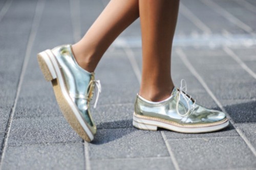 Zara gold metallic blucher - gold,