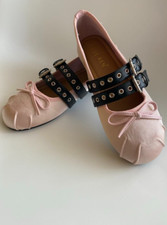 Pink Satin Ballet Flats Ballerina Shoes (MIU MIU lookalike ) Size EU 38