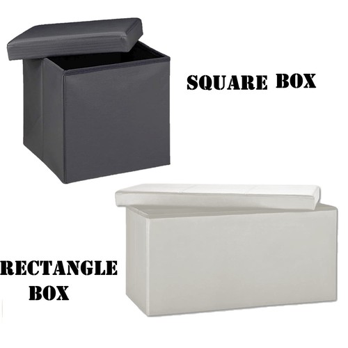 Folding ottoman storage box - box, pu
