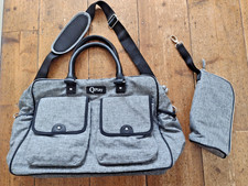 QPlay Grey Changing Bag / Buggy Stroller Organiser / Pram Pushchair Storage Bag