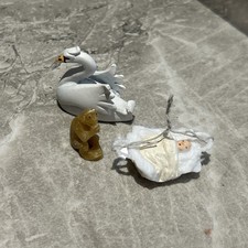 3x vintage bits /cake toppers Swan  Baby Jesus Monkey