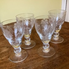 4 x Vintage Etched Glass Port