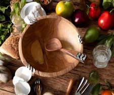 Olive wood bowl spoon with - bowl, &