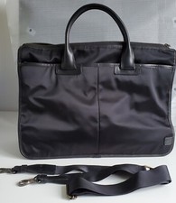 agnes b HOMME Black Nylon & Leather expandable crossbody/shoulder bag /briefcase