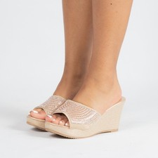 Ladies Womens Sparkly Wedge
