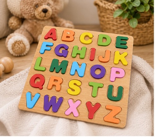 Wooden alphabet puzzle board - alphabet,