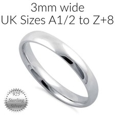 Plain 3mm 925 Sterling Silver