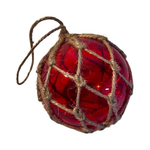 Red glass fishing buoy - red, tiki