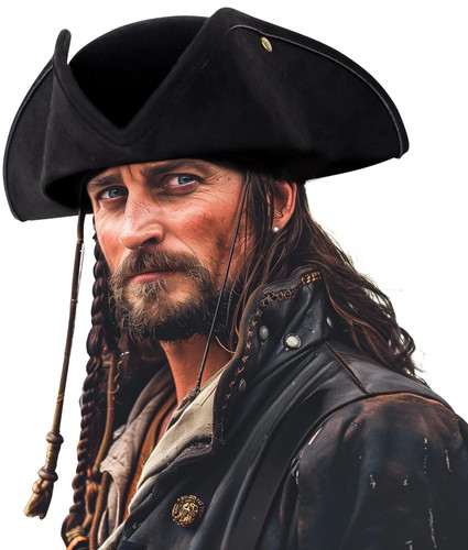 Authentic black pirate hat - black,