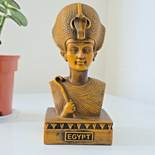 Egyptian Tutankhamun Pharaoh Bust Statue 19cm Gold Resin Ornament Made in Egypt
