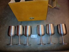 Stainless Steel Wine Tasting Glasses & Leather Carry Case Qty 6 Picnic BULK056
