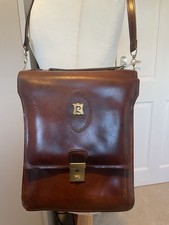 Vintage Chestnut Brown Leather Messenger  Satchel Bag.