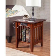 End Table Solid Wood w/Charger