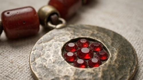 Vintage boho red coral - red, beads