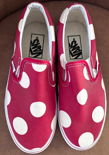 Vans slip shoes red white - vans, &