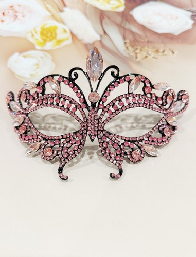 Pink crystal masquerade mask - pink,