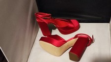RED SATIN PLATFORM SHOES SIZE