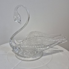 Vintage Edinburgh Crystal Swan Glass Figure Art *see description 